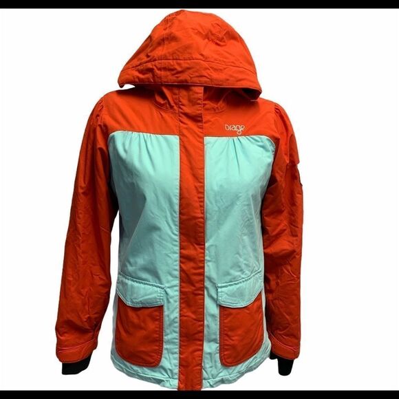 ORAGE youth unisex winter ski jacket hooded 14 XL orange light blue - Picture 2 of 15